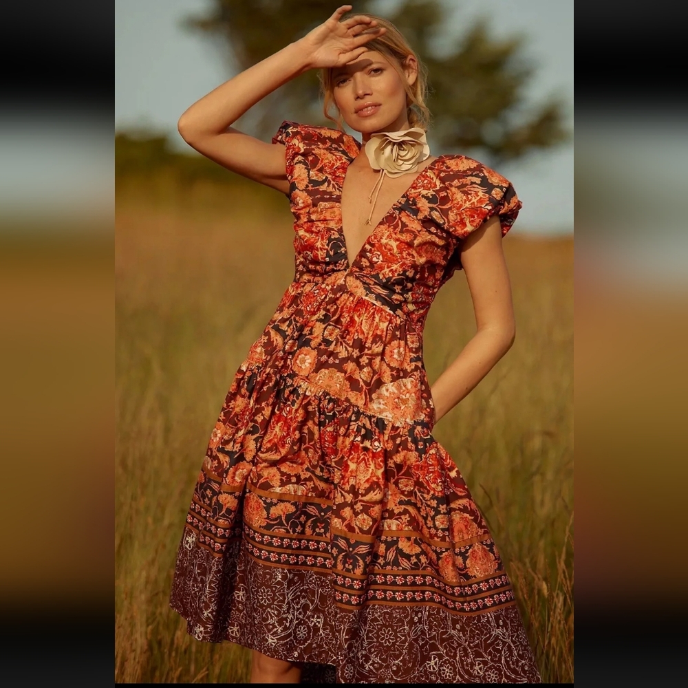 Anthropologi V-Neck Midi Dress - Picture 4 of 7